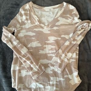 Long Sleeve Camo V-Neck